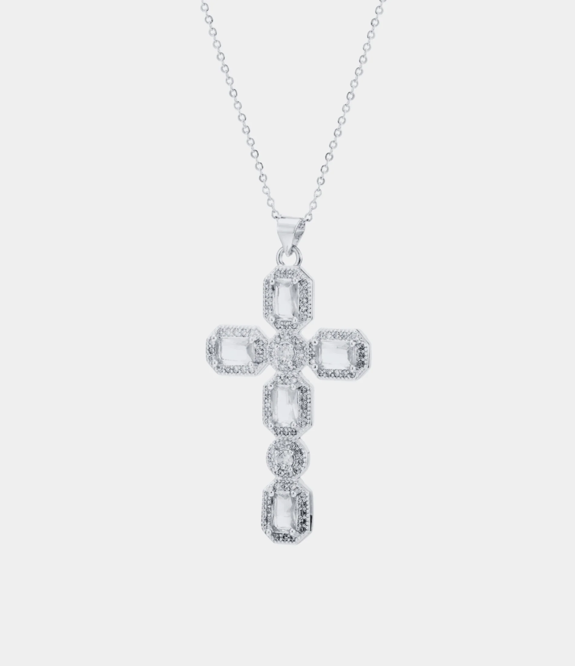 AMARA CROSS NECKLACE IN WHITE - Image 3